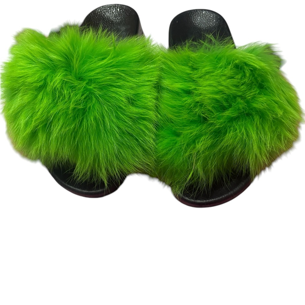 Vibrant Green Furry Slides